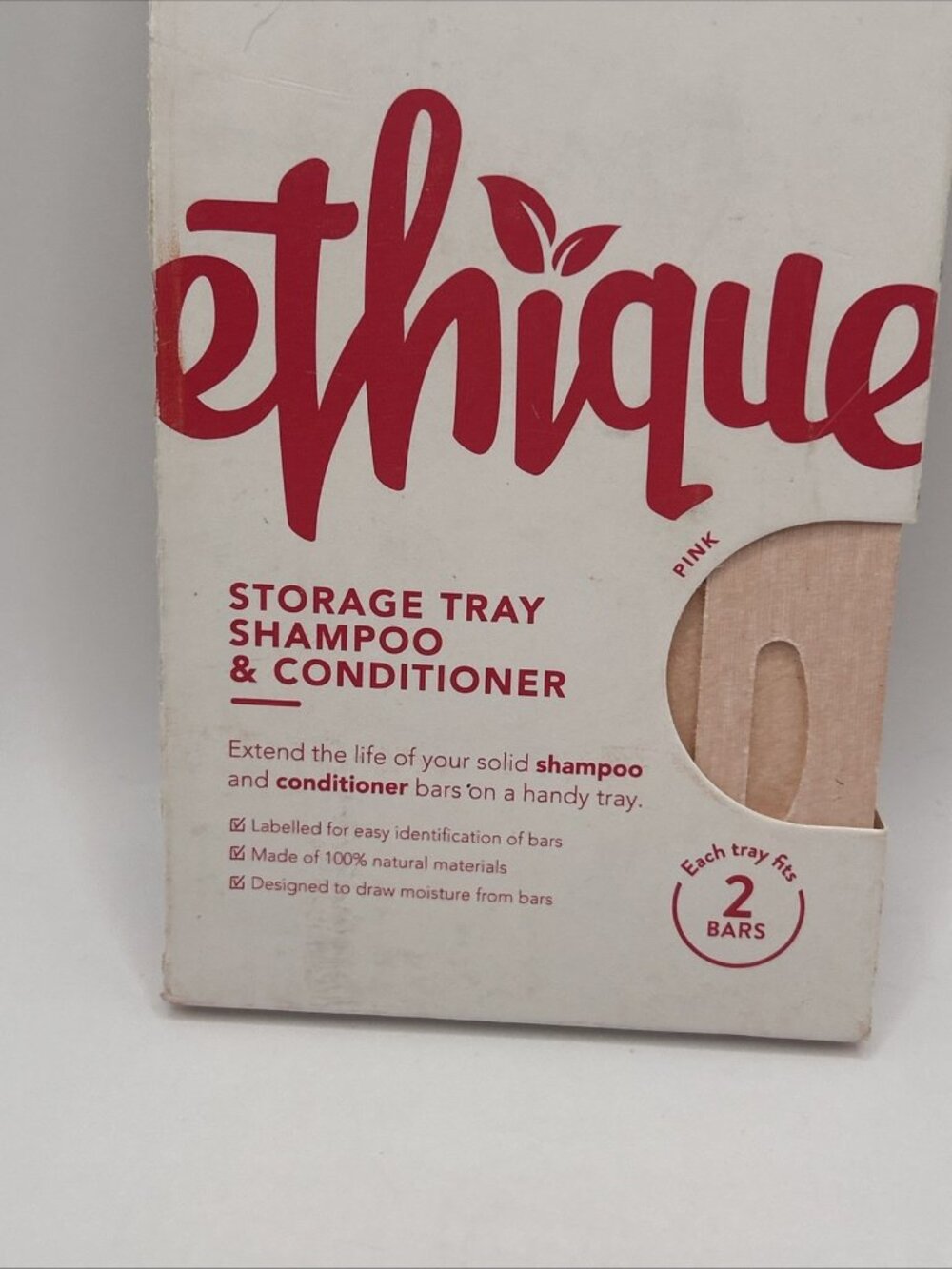 Ethique Storage Tray Pink for Solid Shampoo & Conditioner Hair Bars Fits 2 - Picture 2 of 11